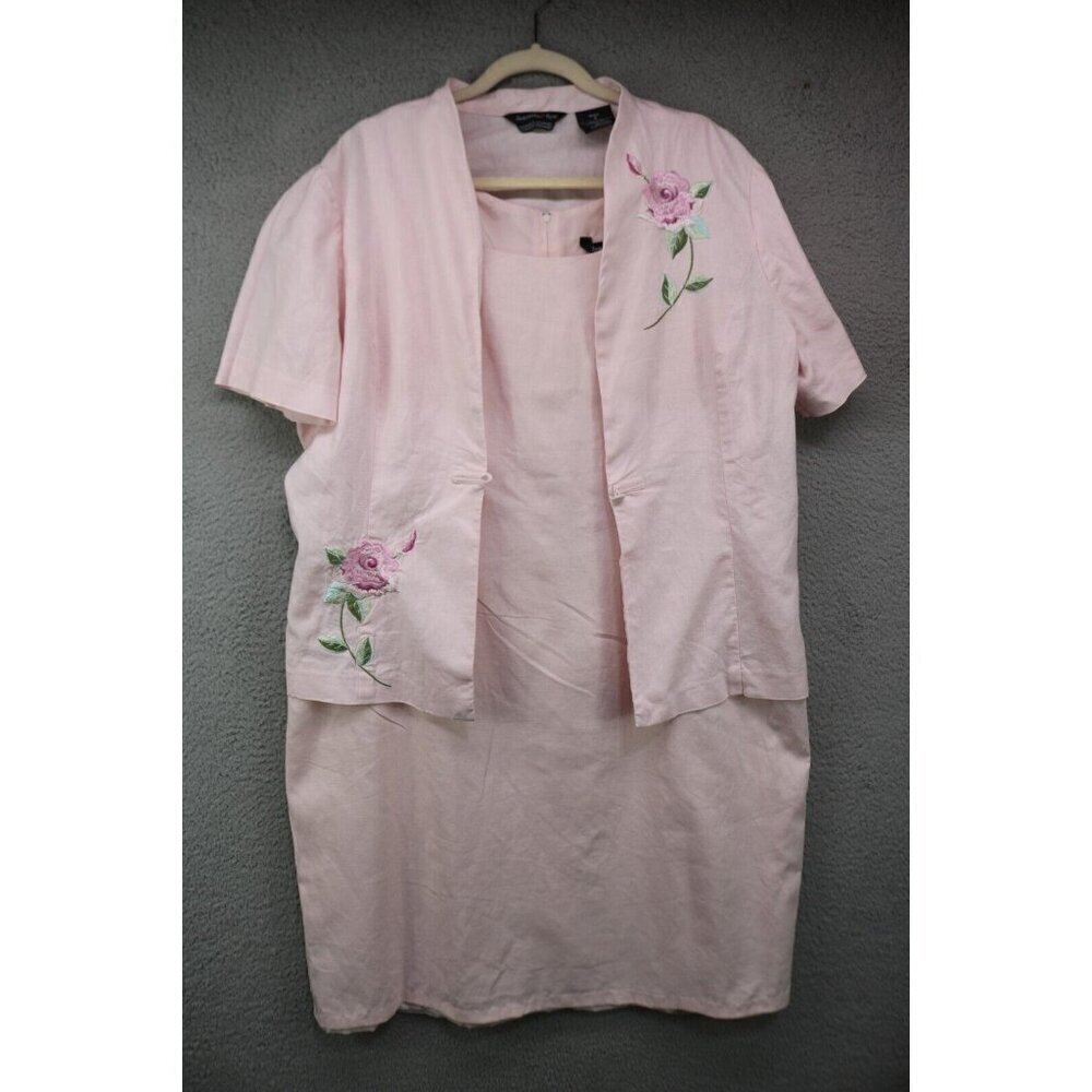 Samantha Rose Linen Blend Two-Piece Dress & Top-Size Missy 18-Embroidered